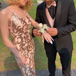 Rose Gold Sequin Prom Dress